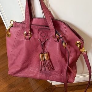 orYANY Pink Leather Shoulder Bag with Gold Accents